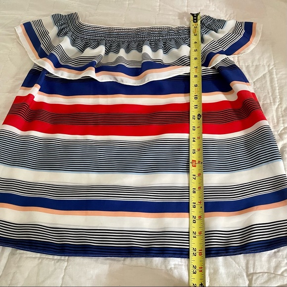 Laundry by Shelli Segal Multi Colored Striped Over The Shoulder Blouse - Picture 5 of 6
